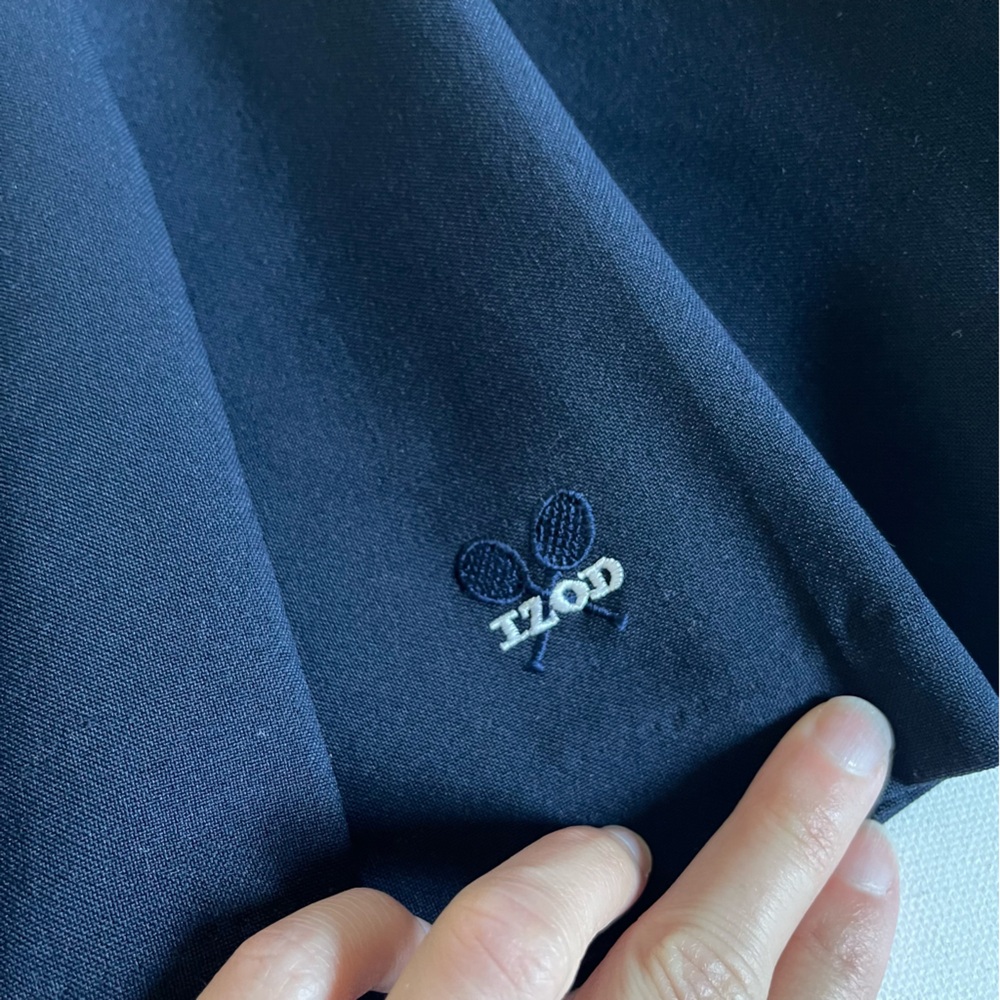 IZOD Vintage Pleated Mini Tennis Skirt Golf Navy Blue High Waisted Zip Size 10 - Picture 3 of 4